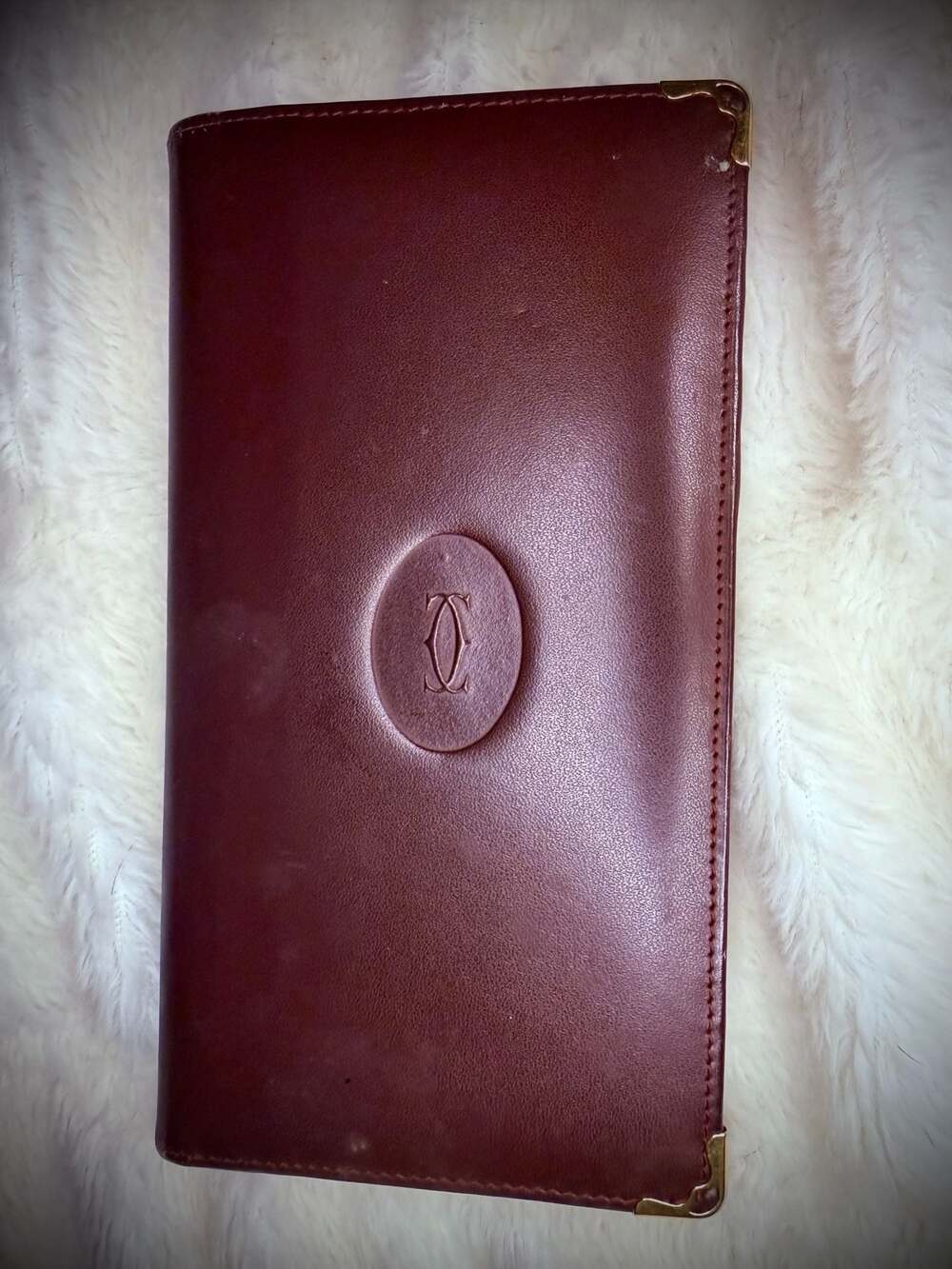 Vintage Cartier Paris Must de Cartier Bordeaux Leather Long Wallet